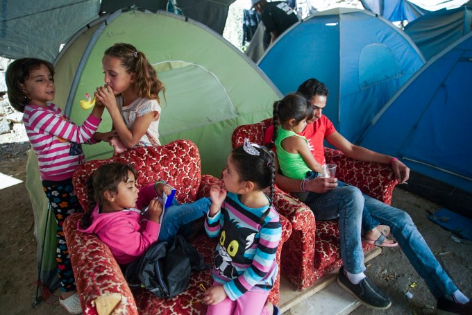 Underaged inhabitants of tent seashore camp near Vial refugee camp. Chios, Grece, Aegean Sea. 27 September, 2016.jpg